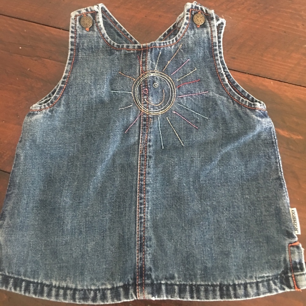 Osh Kosh Vintahe Jean Dress Bibs Size 9 Months